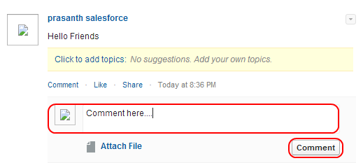 Salesforce chatter commenting