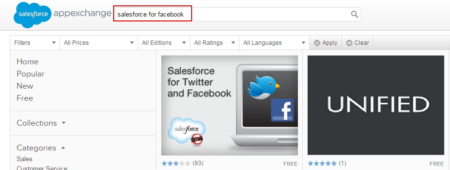 Facebook integration with salesforce - App Exchange