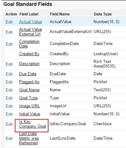 Configuring Field Level Security for Key Company Goals