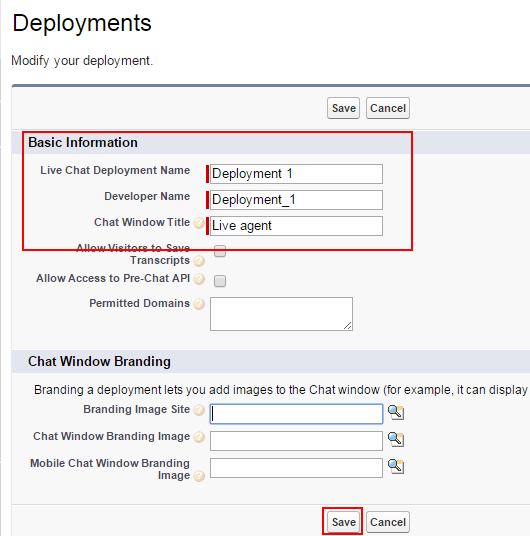 Creating deployments in Salesforce live agent - SFDC Tutorials