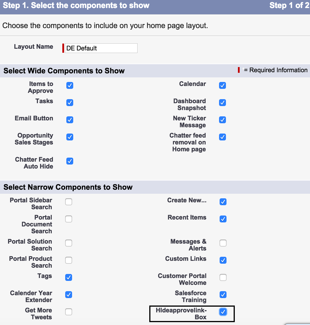 Hide your Approve, Reject link Salesforce.com homepage