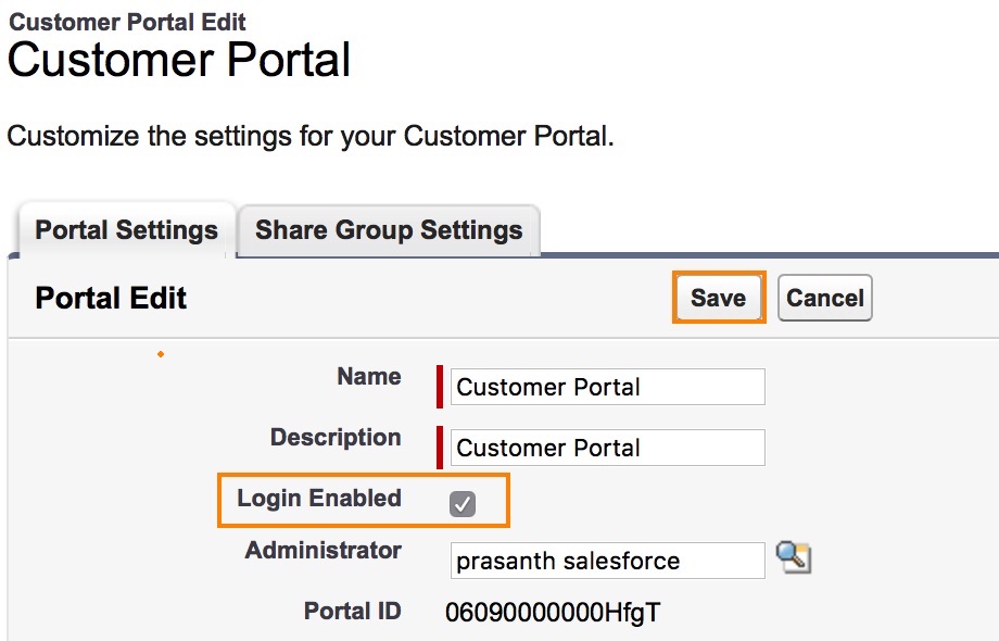 Enabling Customer Portal in Salesforce